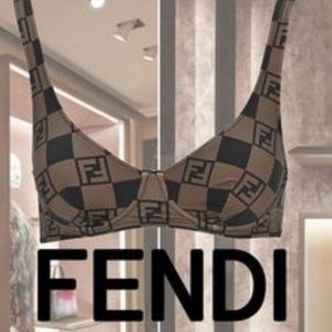 FENDI , Brown Lycra® bikini Top